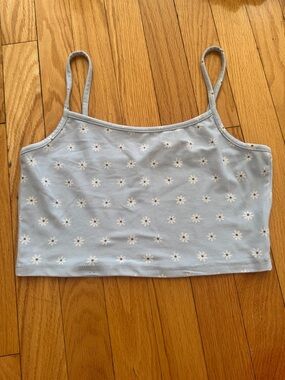Ardene Light Blue Daisy Crop Cami - Size Small *flaw